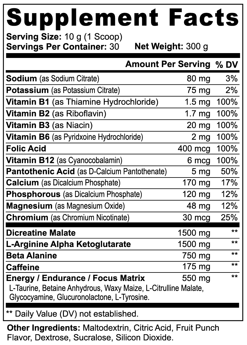 "VISCERAL PUNCH" Nitric Shock Pre-Workout Powder (Fruit Punch)